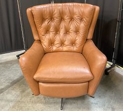 Open Box: Wells Tufted Leather Swivel Recliner - Vintage Caramel, Bronze Base
