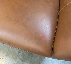 Open Box: Wells Tufted Leather Swivel Recliner - Vintage Caramel, Bronze Base