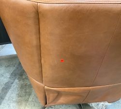 Open Box: Wells Tufted Leather Swivel Recliner - Vintage Caramel, Bronze Base