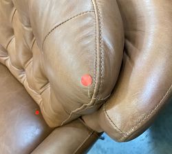 Open Box: Wells Tufted Leather Swivel Recliner - Vintage Caramel, Bronze Base