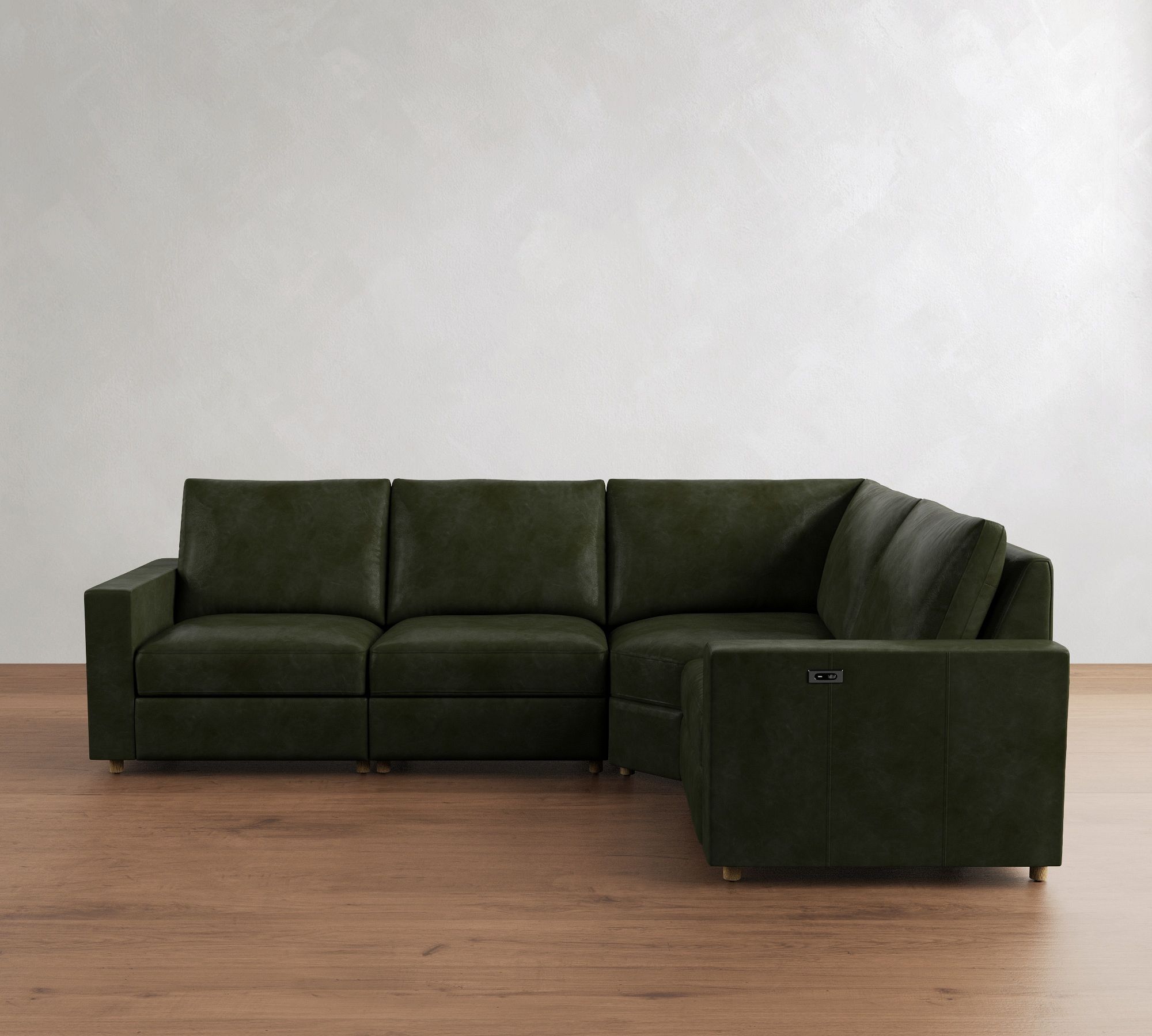 Westwood Square Arm Leather Reversible Power Reclining Sectional (119")
