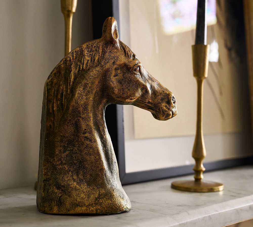 Antique Brass Horse Head by Pottery Barn