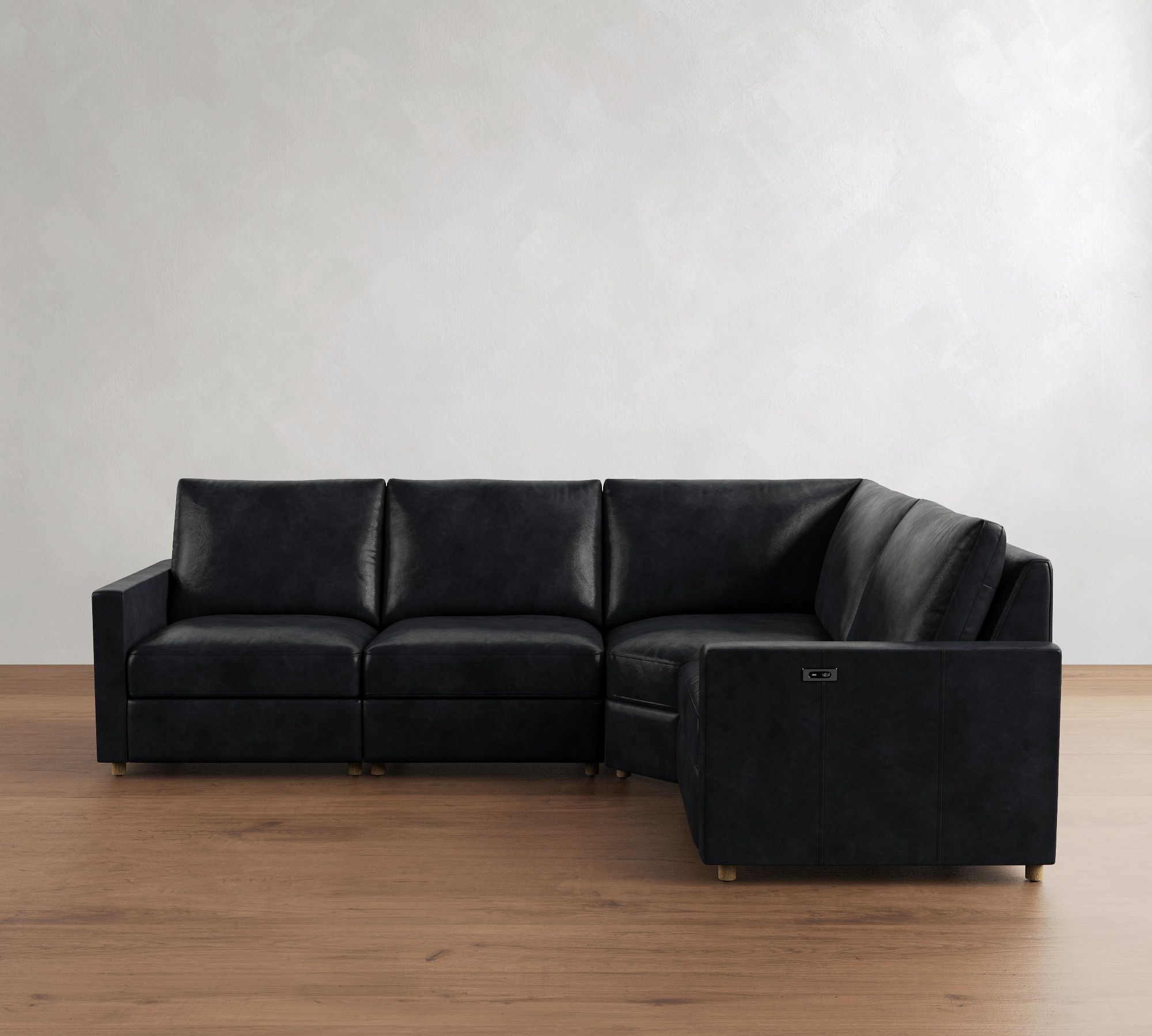 Westwood Slim Arm Leather Reversible Power Reclining Sectional (117")