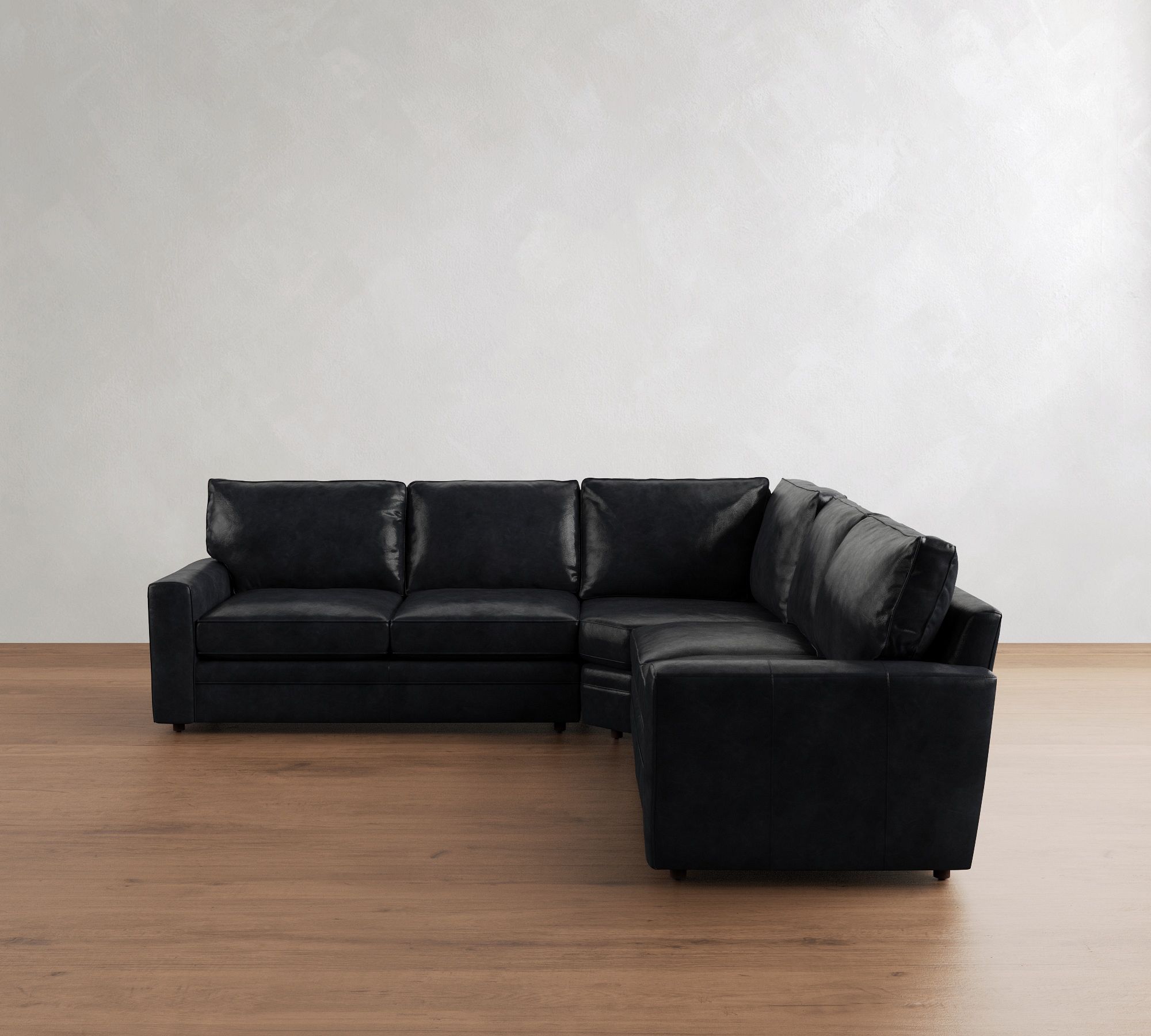 Pearce Square Arm Leather 3-Piece L-Shaped Wedge Sectional (120") - thumbnail 6