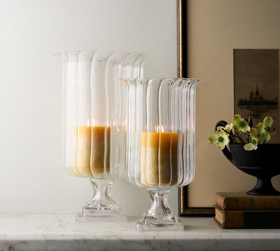 Fluted Glass Hurricane Candle Holder