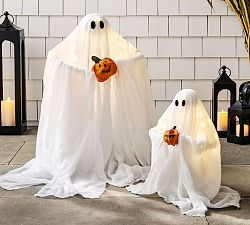 Lit Pumpkin Ghosts - Set of 2
