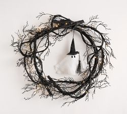 Lit Ghost Witch Wreath