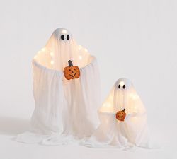 Lit Pumpkin Ghosts - Set of 2