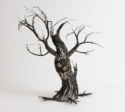 Lit Jack O'Lantern Willow Tree