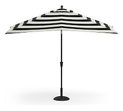 Open Box: 10' Rectangular Outdoor Patio Umbrella w/ Rustproof Aluminum Tilt Frame - Sunbrella®; Navy/White Stripe, Black