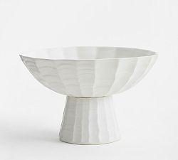 Open Box: Faceted Decorative Pedestal Bowl - Matte White
