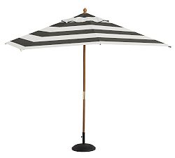 Open Box: Premium 10' Rectangular Outdoor Patio Umbrella w/ Teak Frame - Sunbrella® Stripe; Black