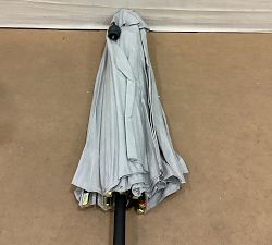 Open Box: Premium 9' Round Outdoor Patio Umbrella w/ Rustproof Aluminum Tilt Frame - Sunbrella® Rain Heather Gray, Black