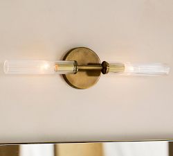 Cooper Ribbed Glass Double Tube Sconce (20")