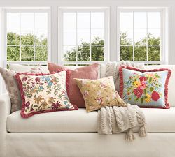 Ambretta Embroidered Fringe Pillow Cover