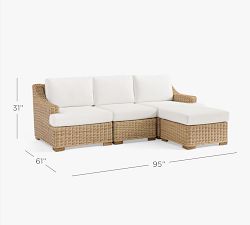 Huntington Wicker 4-Piece Slope-Arm Outdoor Sectional (95")