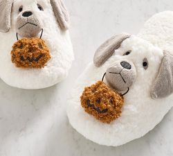 Doug the Dog With Pumpkin Slippers