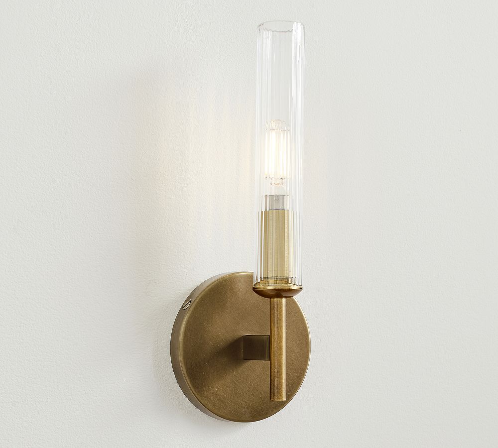 Cooper Ribbed Glass Tube Sconce (13") by Pottery Barn