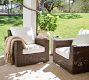 Torrey Wicker Square Arm Swivel Outdoor Lounge Chair