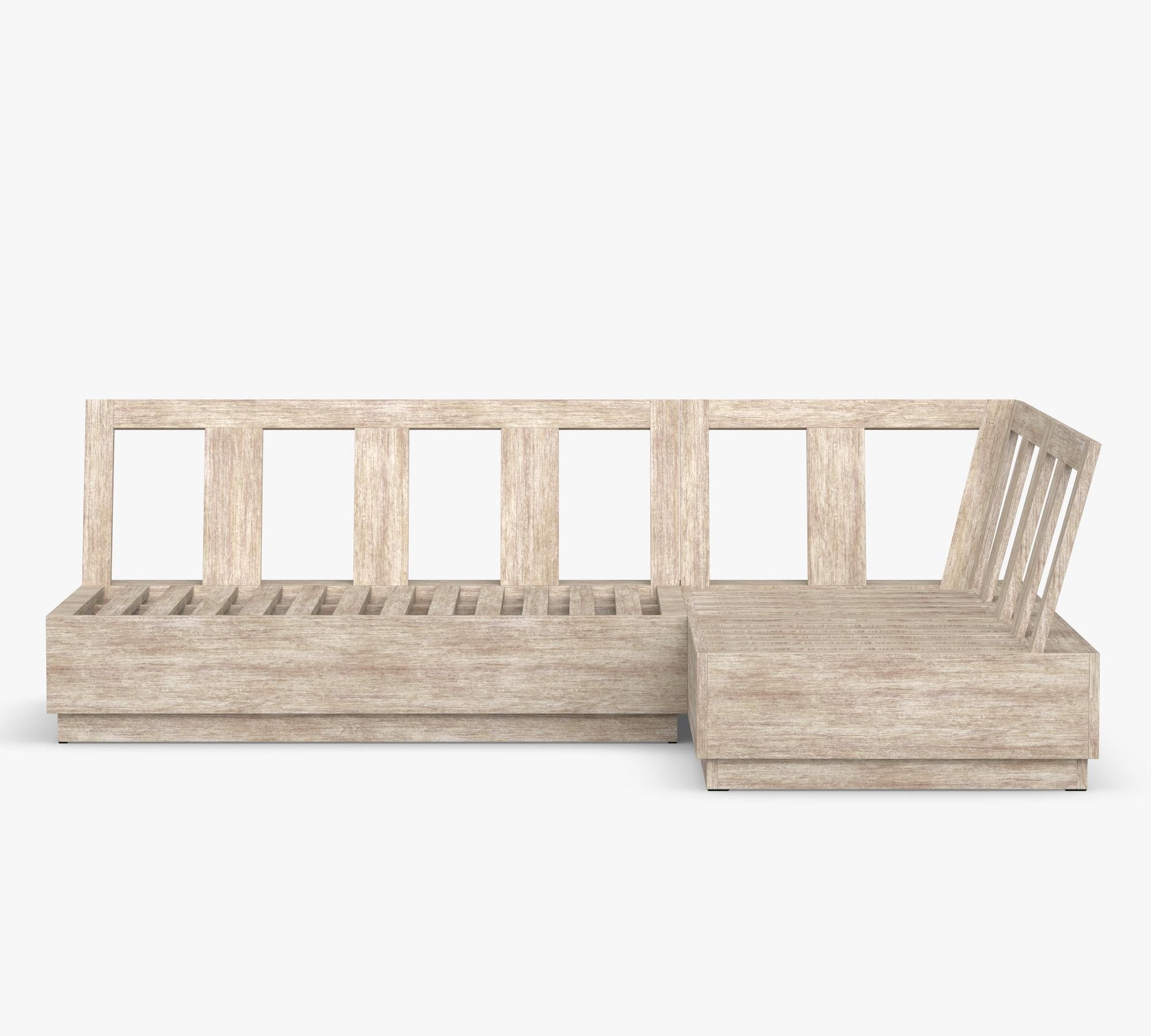 Indio Eucalyptus Modern Platform 3-Piece Outdoor Sectional (90")