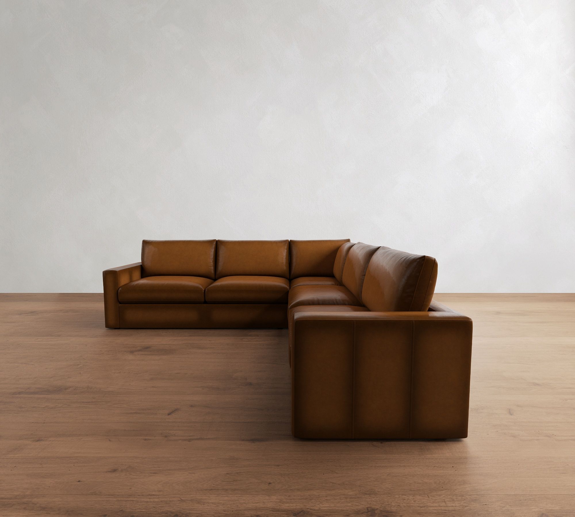 Westwood Square Arm Leather 3-Piece L-Shaped Sectional (117")