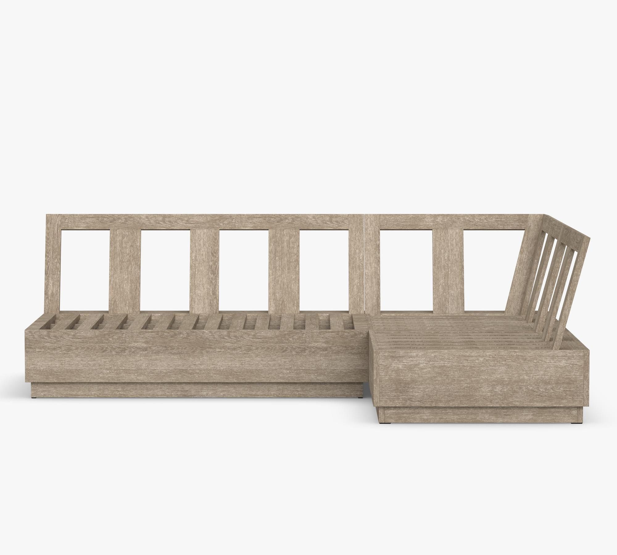 Indio Eucalyptus Modern Platform 3-Piece Outdoor Sectional (90") - thumbnail 2