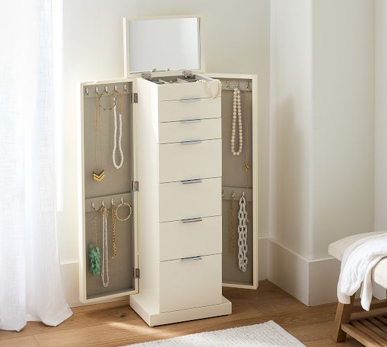 jewelry dresser Best Choice Products Door/Wall Mounted Arch Mirror Armoire, w/ Metal Frame, Lockable Door Keep jewelry and small accessories easy to find with divided drawers Hillary Jewelry Armoire ~ White