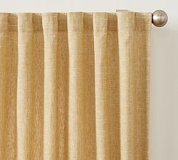 Open Box: Emery Linen Light Filtering Curtain, 100"W x 108"L - Golden Wheat