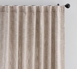 Open Box: Custom Seaton Textured Cotton Blackout Curtain, 54"W x 120"L - Dark Flax