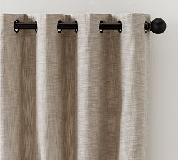 Open Box: Seaton Textured Cotton Grommet Curtain, 100"W x 96"L - Dark Flax/Antique Bronze
