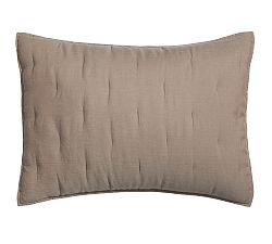 Open Box: Belgian Flax Linen Tufted Quilted Shams, Standard, Set of 2 - Mocha