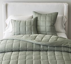 Open Box: TENCEL™ Box Stitch Quilt, Full/Queen - Eucalyptus