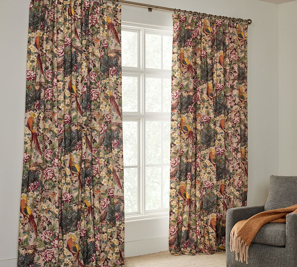 Pheasant Floral Blackout Curtain by Pottery Barn