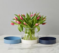 Handcrafted Color Block Vase and Tray Trio
