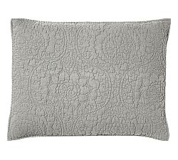 Open Box: Belgian Flax Linen Floral Stitch Quilted Shams, Standard, Set of 3 - Flagstone
