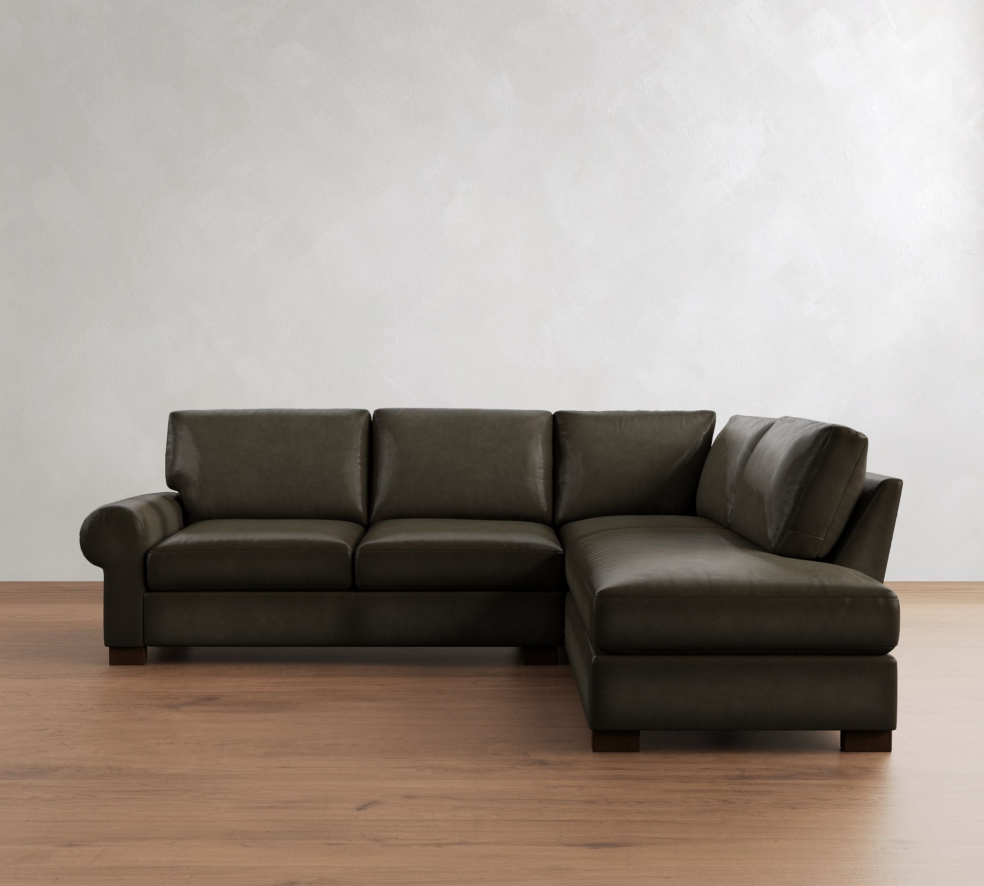 Turner Roll Arm Leather Return Bumper Sectional (109"&ndash;127") - thumbnail 7