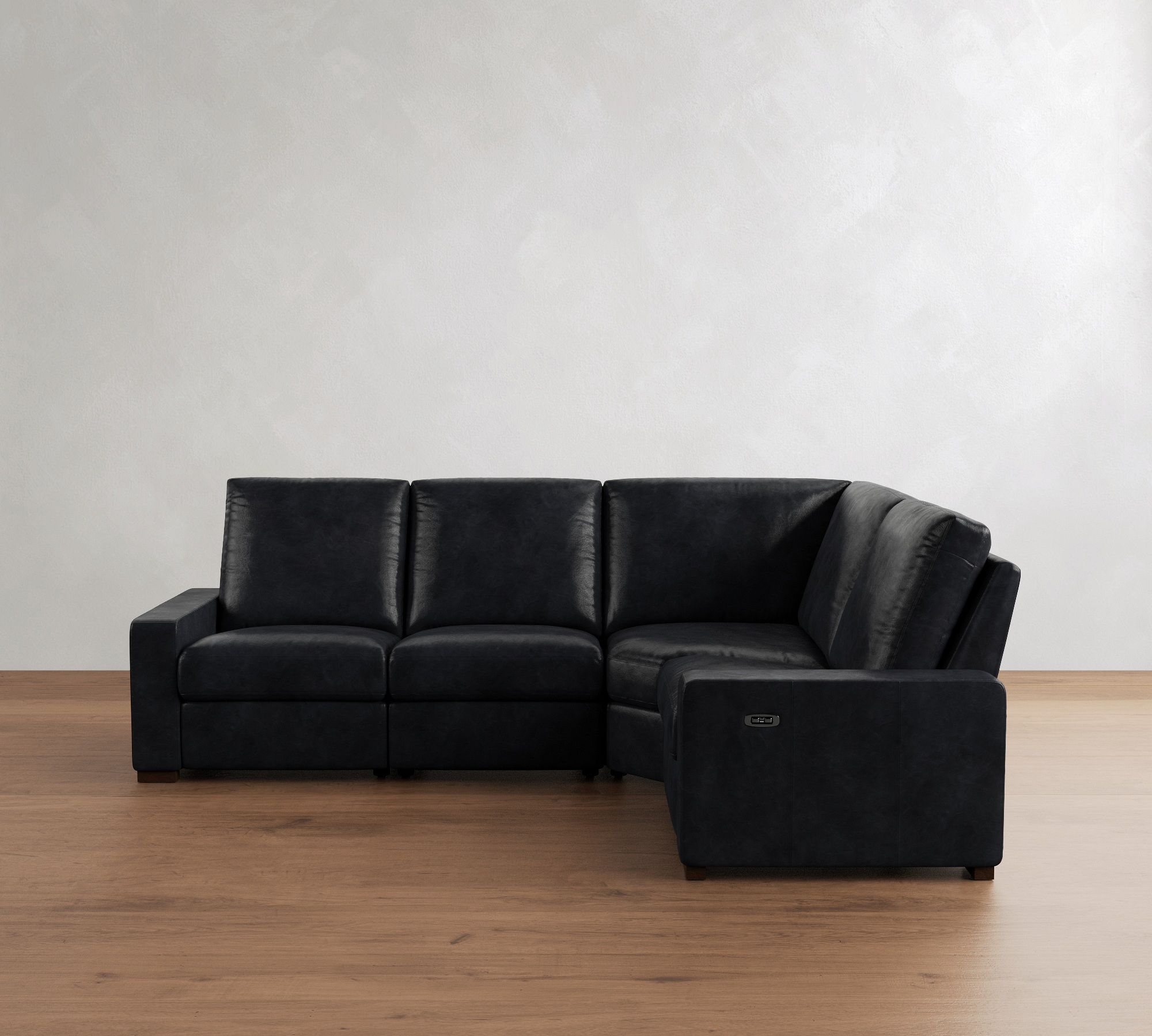 Turner Square Arm Leather Reversible Power Reclining Sectional (117")