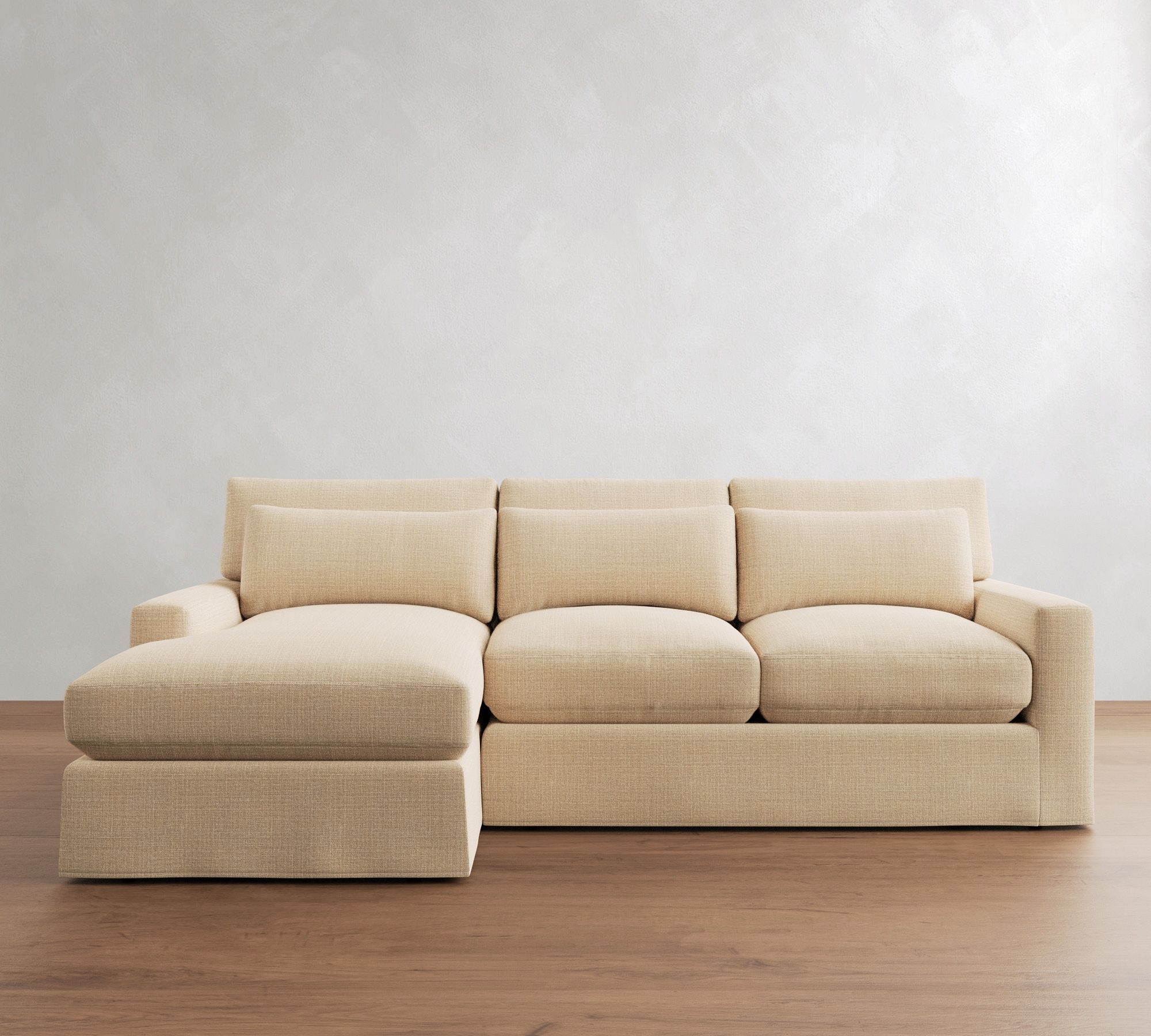 PB Comfort Modern Deep Square Arm Slipcovered Chaise Sectional (100"-126")