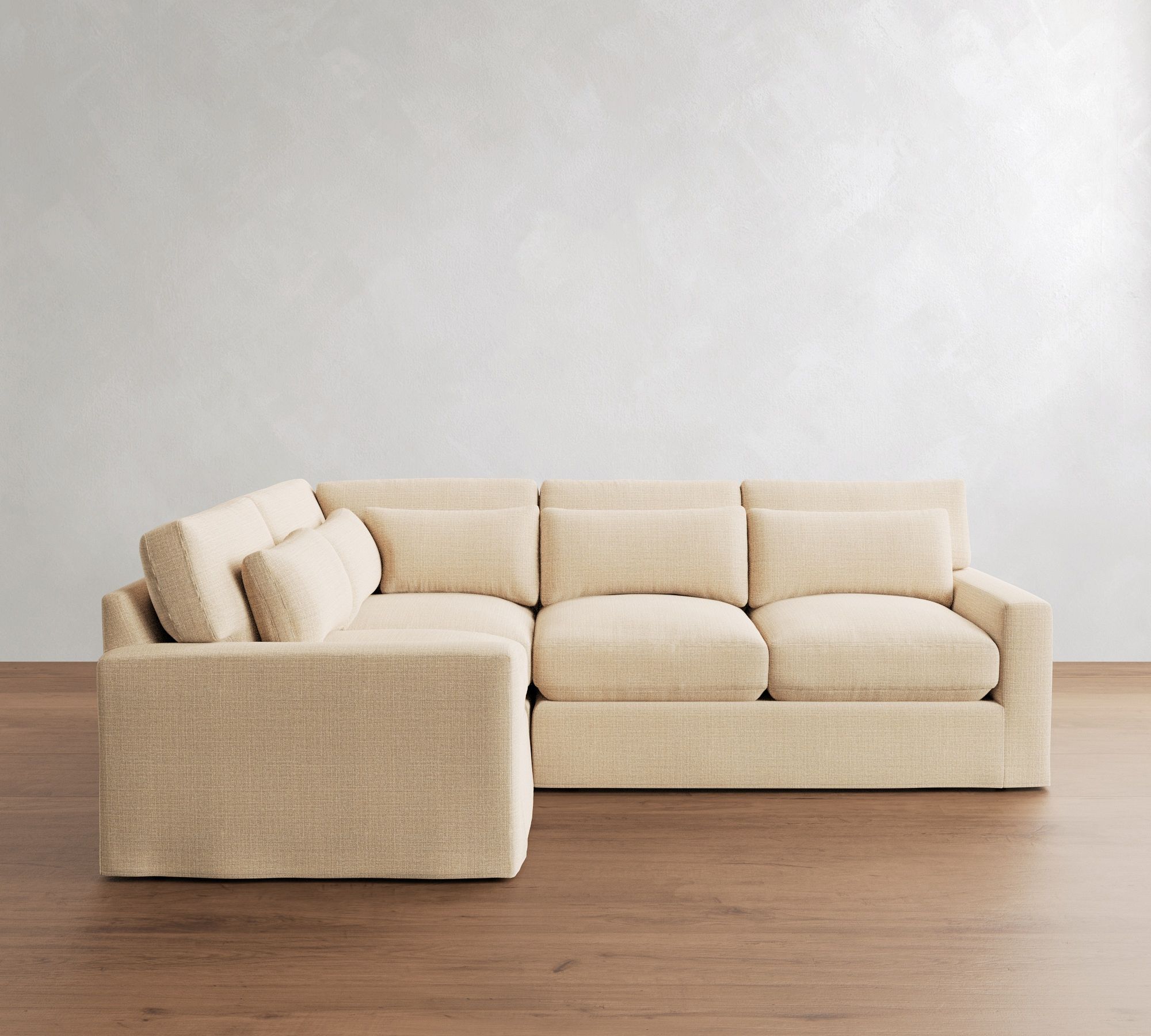 PB Comfort Modern Deep Square Arm Slipcovered 3-Piece Sectional (110")