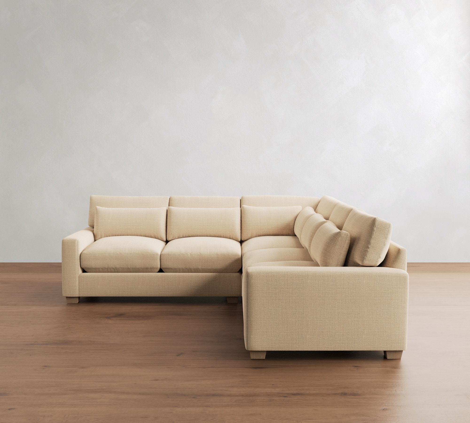 PB Comfort Modern Square Arm Deep Seat 3-Piece L-Shaped Sectional (110")