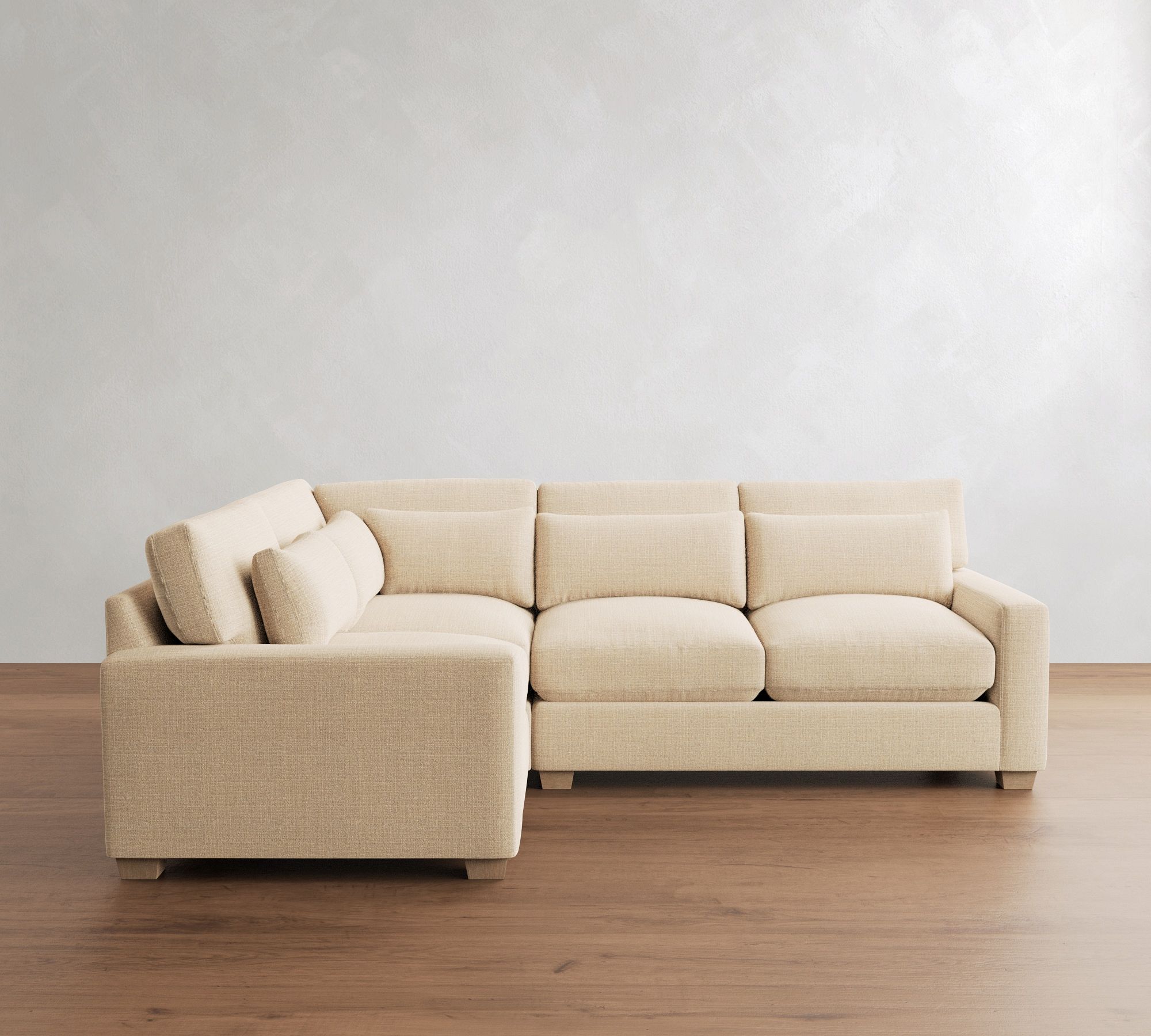 PB Comfort Modern Square Arm Deep Seat 3-Piece Sectional (110")