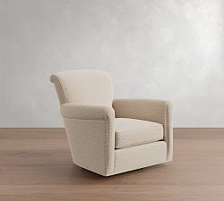 Open Box: Irving Roll Arm Swivel Chair without Nailheads (33") - Performance Midland Tweed Oatmeal