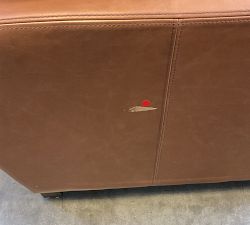 Open Box: Turner Square Arm Leather Grand Sofa without Nailheads (104"W, 44"D), 2X2 - Vintage Caramel, Dark Walnut