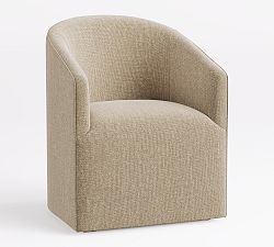 Open Box: Baldwin Fully Upholstered Barrel Back Dining Armchair - Performance Heathered Basketweave Oatmeal