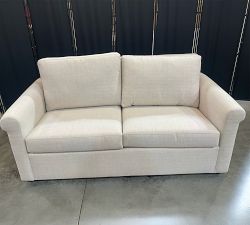 Open Box: Cameron Modern Roll Arm Sleeper Sofa, Full (74"), 2 Cushions - Basketweave Slub Oatmeal