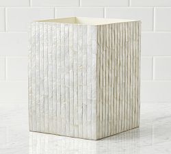 Open Box: Capiz Bath Trash Can - White