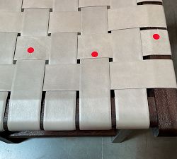 Open Box: Fenton Woven Leather Counter Stool (24") - Statesville Pebble, Coffee Bean