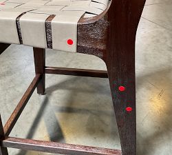 Open Box: Fenton Woven Leather Counter Stool (24") - Statesville Pebble, Coffee Bean
