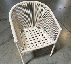Open Box: Lakewood Rope Stackable Outdoor Dining Armchair with High Performance Cushion Cover - Ivory