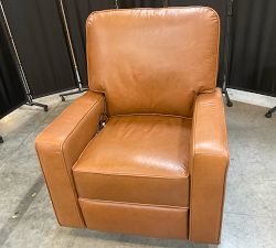 Open Box: PB Comfort Square Arm Leather Power Swivel Glider Recliner - Vintage Caramel